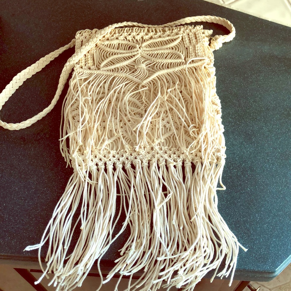 Cream hippie purse